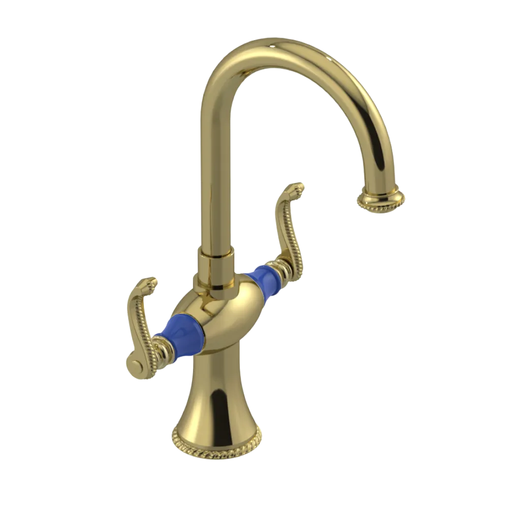 Rubinet Single Hole Dual Handle Lav. Set. (less drain) Natural Brass