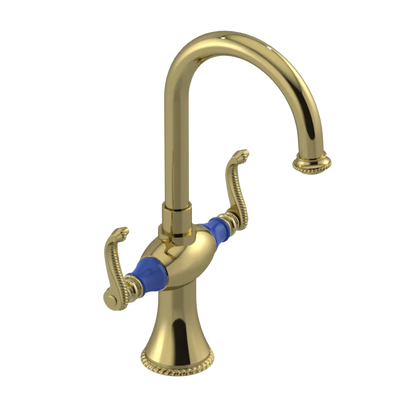 Rubinet Single Hole Dual Handle Lav. Set. (less drain) Natural Brass