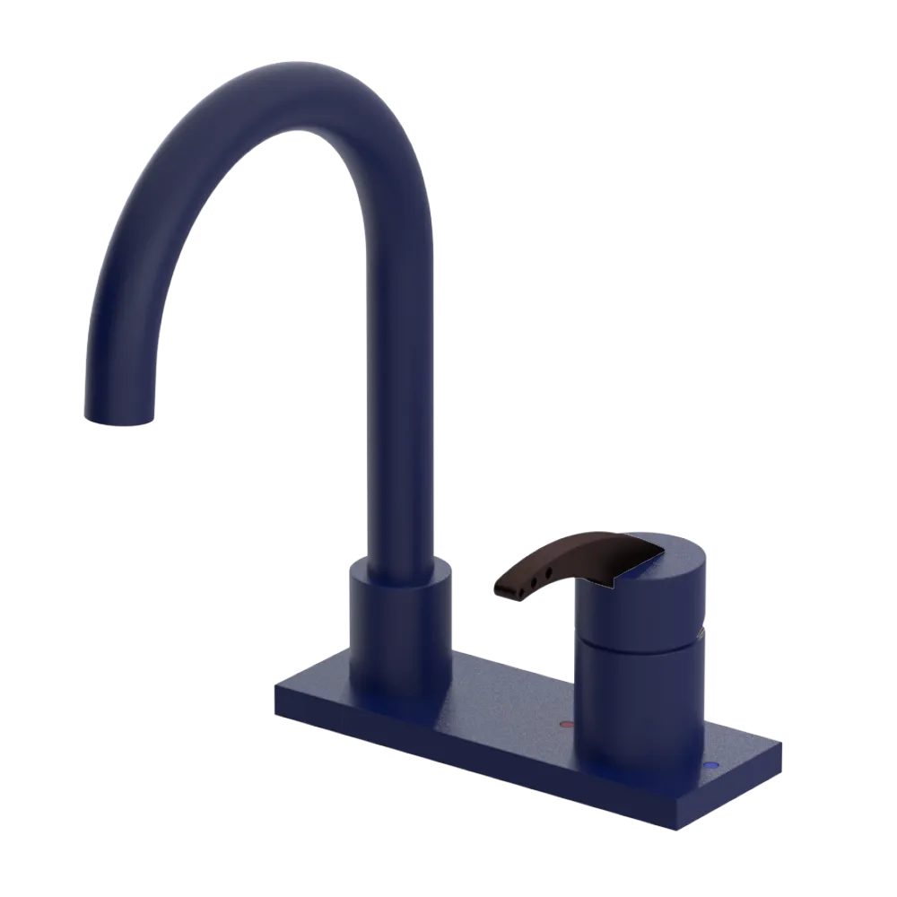 Rubinet 4" Centre Single Control Lav. Set. (less drain) Midnight Blue