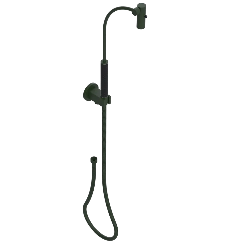 Rubinet Hand Held Shower Bidet with Extended Reach & Dual Function Spray Including Wall Bracket with Supply & Hose (Round) Green Envy