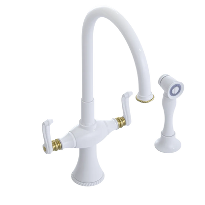 Rubinet Two Handle Single Hole Kitchen Set with Hand Spray White