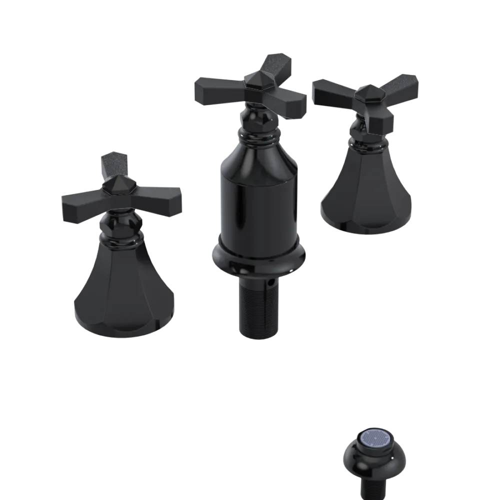 Rubinet Bidet Fitting with Spray, Diverter, and Vacum Breaker (Less Drain) Black