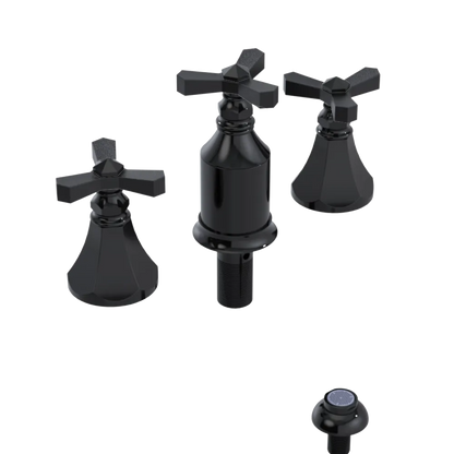 Rubinet Bidet Fitting with Spray, Diverter, and Vacum Breaker (Less Drain) Black