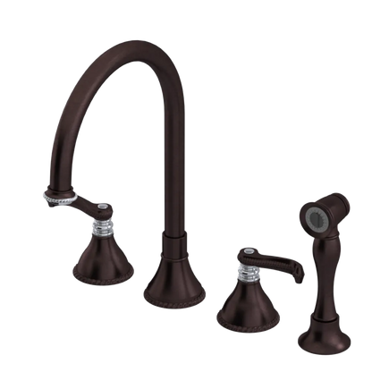 Rubinet Widespread Kitchen Set with Hand Spray Tuscan Brass