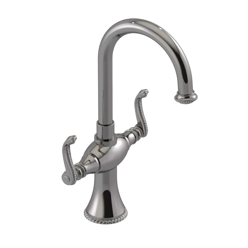 Rubinet Single Hole Dual Handle Lav. Set. (less drain) Polished Nickel