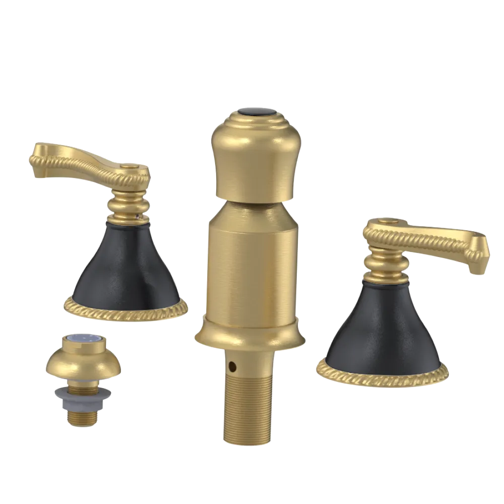 Rubinet Bidet Fitting with Spray, Diverter, and Vacum Breaker (Less Drain) Satin Gold