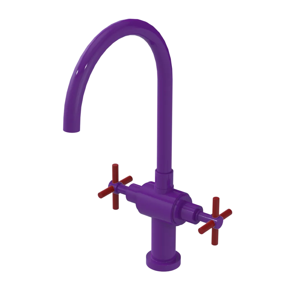 Rubinet Two Handle Single Hole Kitchen Set with LaSalle Spout Purple Haze