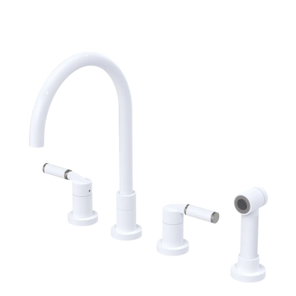 Rubinet Widespread Kitchen Set with Hand Spray White