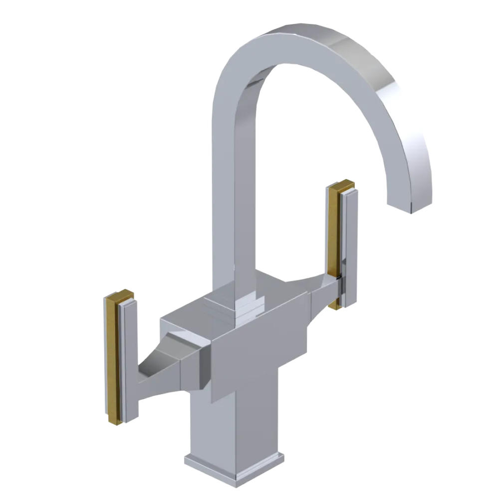 Rubinet Single Hole Dual Handle Lav. Set. (less drain) Chrome