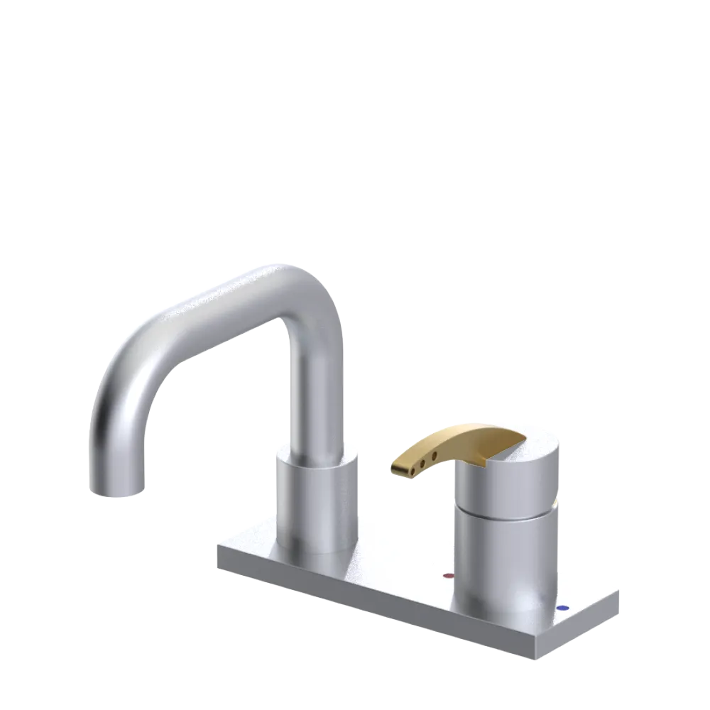 Rubinet 4" Centre Single Control Lav. Set. with Genesis spout (less drain) Satin Chrome