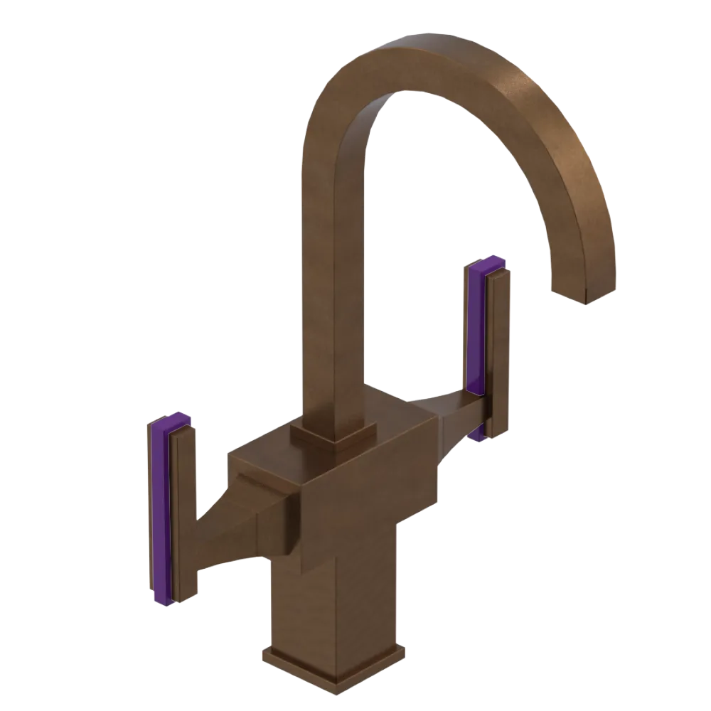 Rubinet Single Hole Dual Handle Lav. Set. (less drain) Tuscan Brass