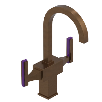Rubinet Single Hole Dual Handle Lav. Set. (less drain) Tuscan Brass