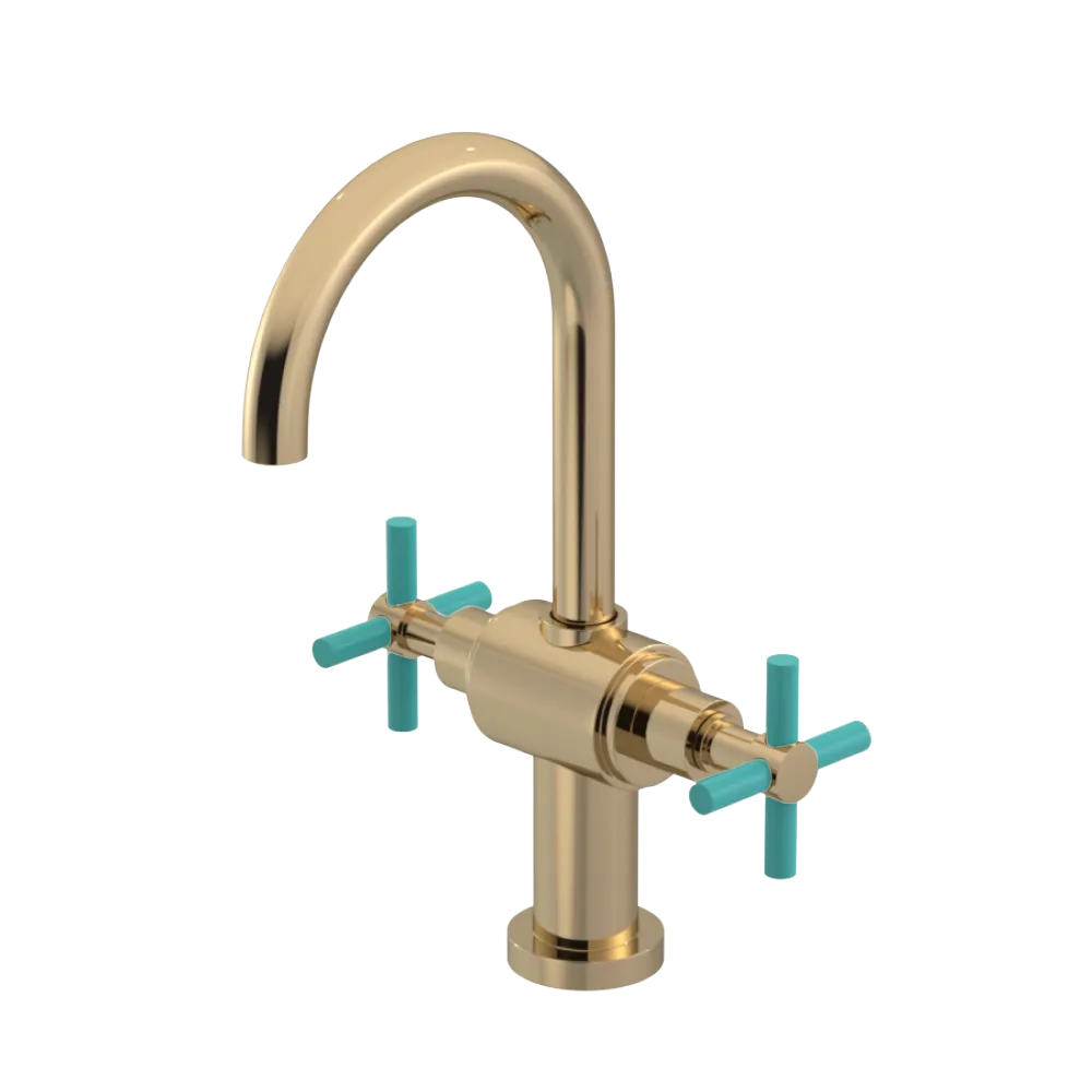 Rubinet Single Hole Dual Handle Lav. Set with LaSalle Spout (less drain) Gold