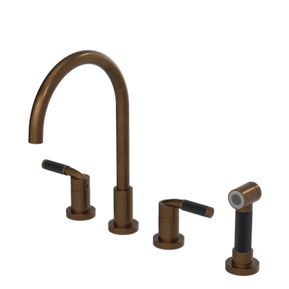Rubinet Widespread Kitchen Set with Hand Spray Tuscan Brass