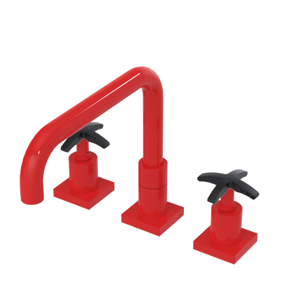 Rubinet Widespread Kitchen Set with Genesis Spout Red