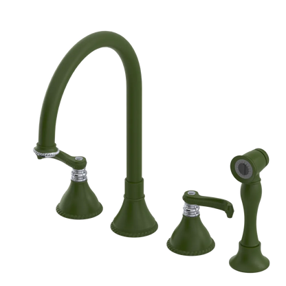 Rubinet Widespread Kitchen Set with Hand Spray Green Envy