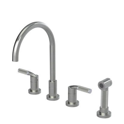 Rubinet Widespread Kitchen Set with Hand Spray Satin Nickel