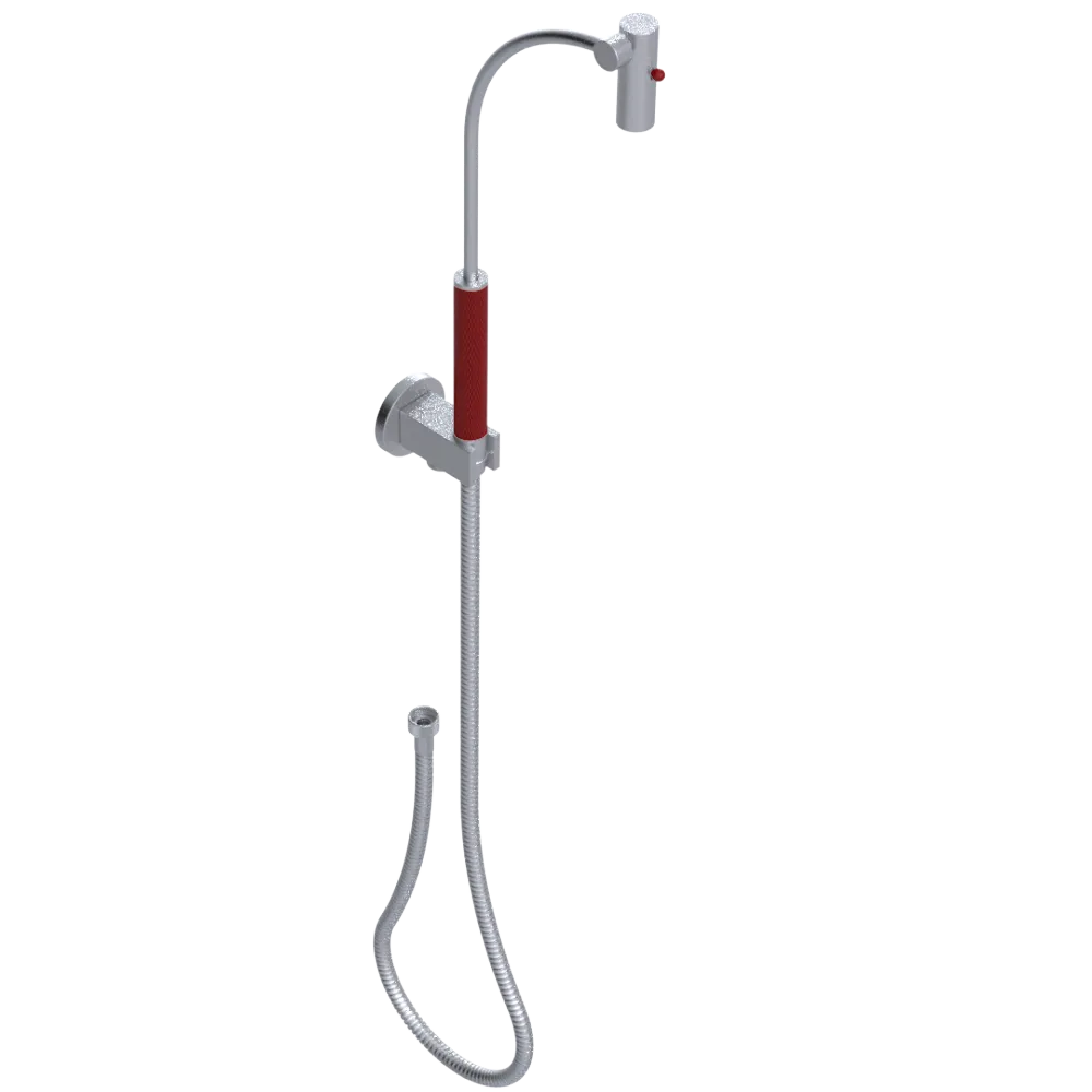 Rubinet Hand Held Shower Bidet with Extended Reach & Dual Function Spray Including Wall Bracket with Supply & Hose (Round) Satin Chrome