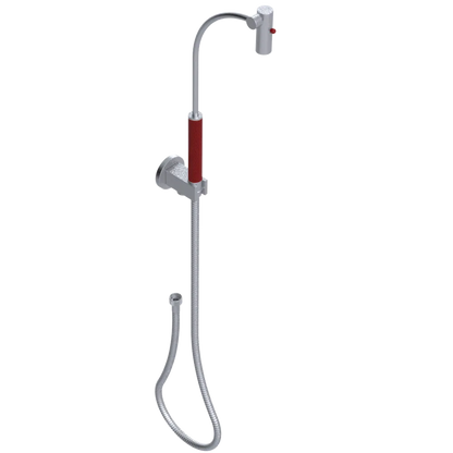 Rubinet Hand Held Shower Bidet with Extended Reach & Dual Function Spray Including Wall Bracket with Supply & Hose (Round) Satin Chrome