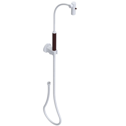 Rubinet Hand Held Shower Bidet with Extended Reach & Dual Function Spray Including Wall Bracket with Supply & Hose (Round) White