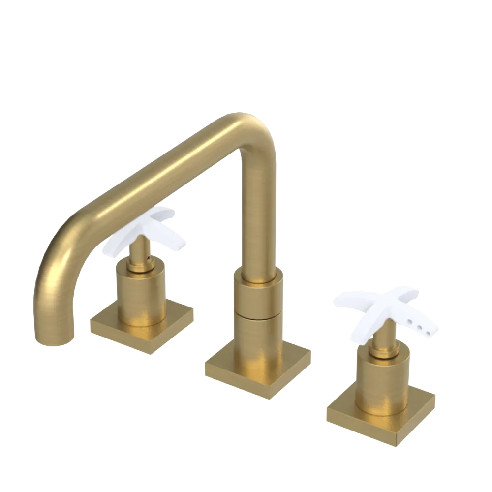 Rubinet Widespread Kitchen Set with Genesis Spout Satin Gold