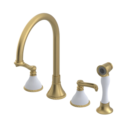 Rubinet Widespread Kitchen Set with Hand Spray Satin Gold