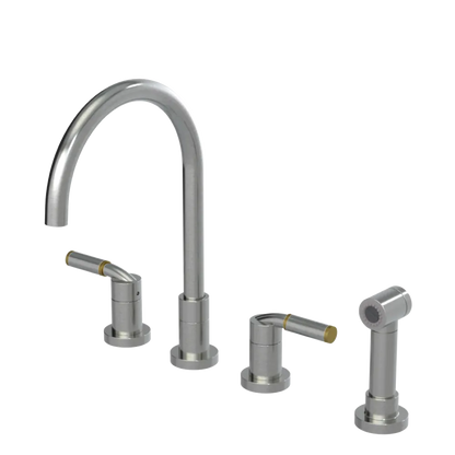 Rubinet Widespread Kitchen Set with Hand Spray Satin Nickel