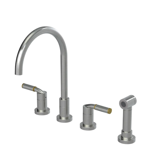 Rubinet Widespread Kitchen Set with Hand Spray Satin Nickel