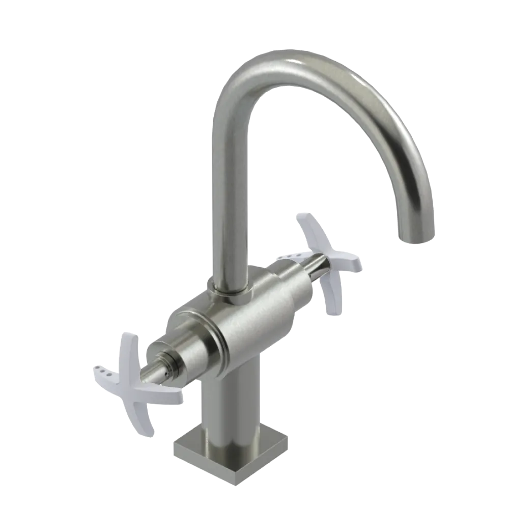 Rubinet Single Hole Dual Handle Lav. Set. (less drain) Satin Nickel