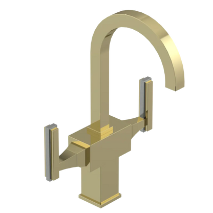 Rubinet Single Hole Dual Handle Lav. Set. (less drain) Gold