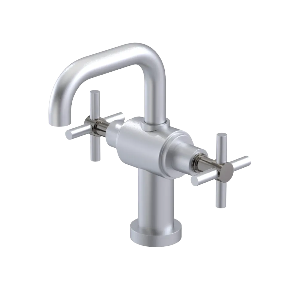 Rubinet Single Hole Dual Handle Lav. Set. (less drain) Satin Chrome
