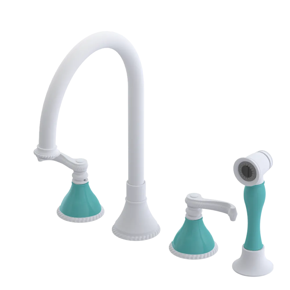 Rubinet Widespread Kitchen Set with Hand Spray Matt White