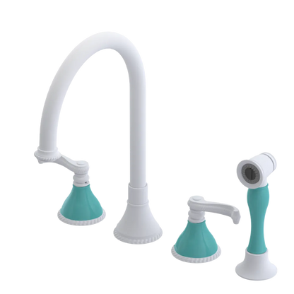 Rubinet Widespread Kitchen Set with Hand Spray Matt White