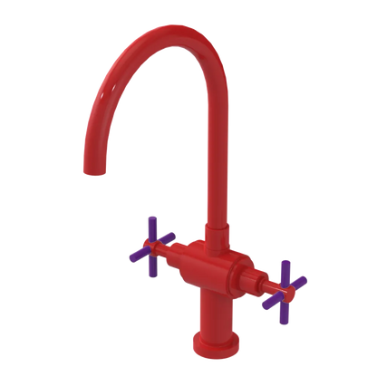 Rubinet Two Handle Single Hole Kitchen Set with LaSalle Spout Red