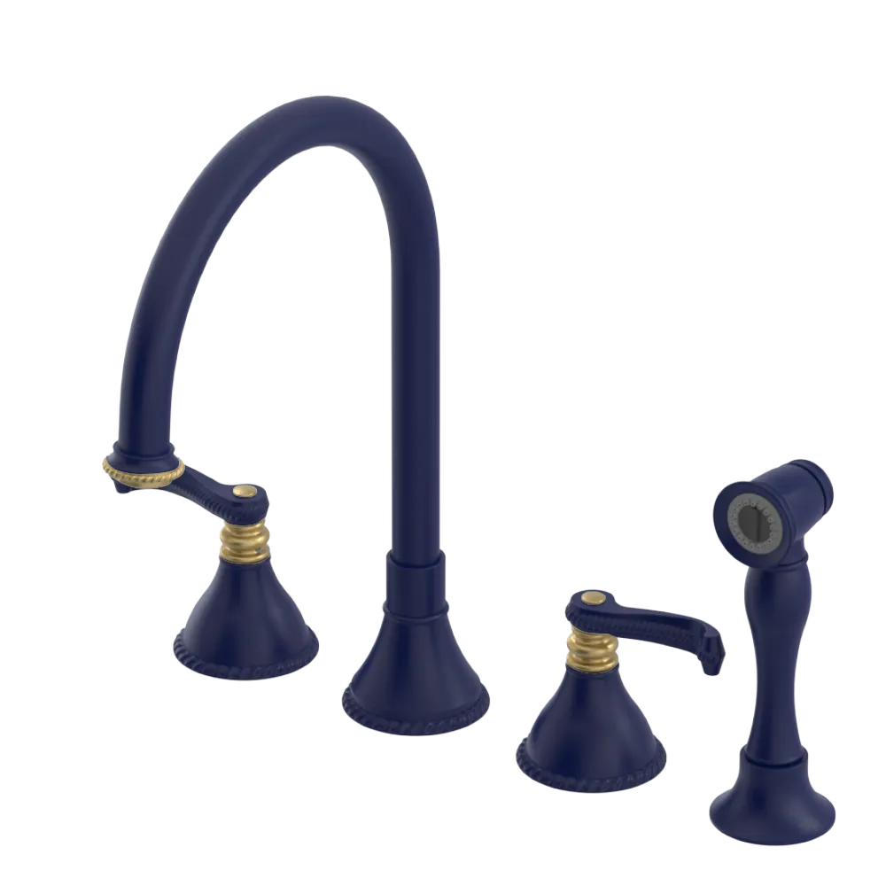Rubinet Widespread Kitchen Set with Hand Spray Midnight Blue