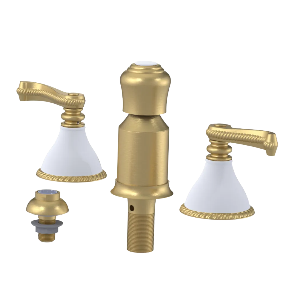 Rubinet Bidet Fitting with Spray, Diverter, and Vacum Breaker (Less Drain) Satin Gold