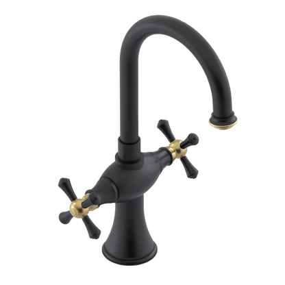 Rubinet Single Hole Dual Handle Lav. Set. (less drain) Matt Black