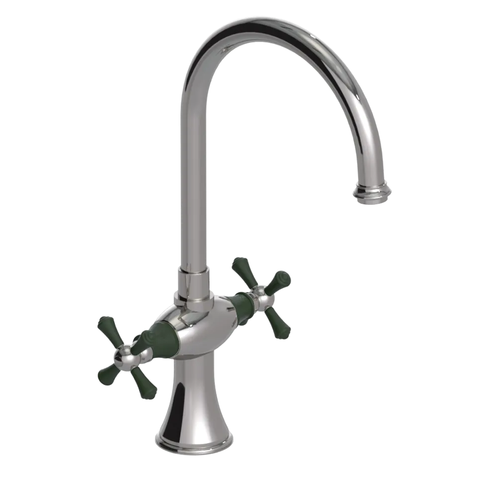 Rubinet Two Handle Single Hole Kitchen Set Polished Nickel