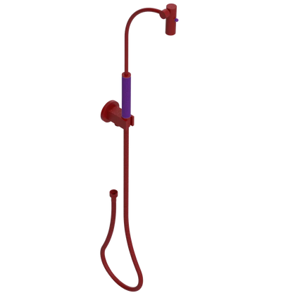 Rubinet Hand Held Shower Bidet with Extended Reach & Dual Function Spray Including Wall Bracket with Supply & Hose (Round) Maroon