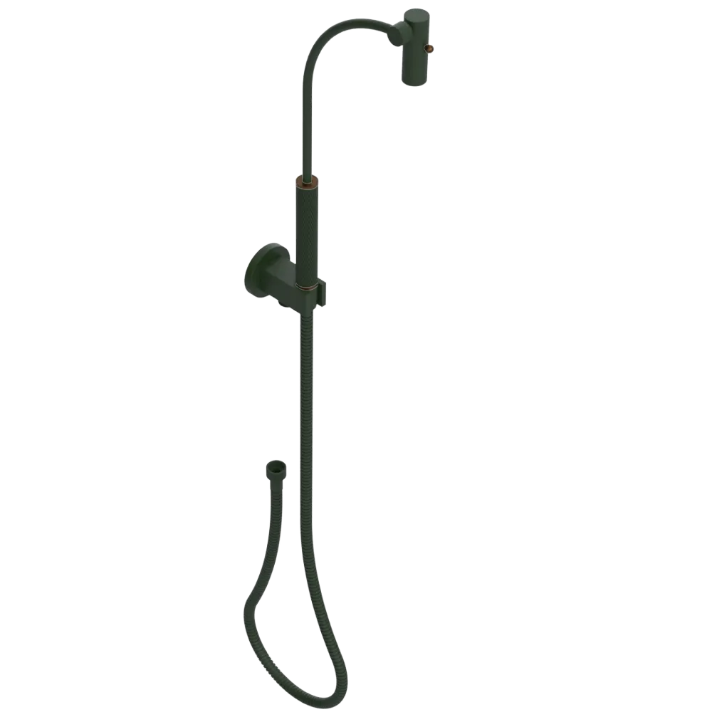 Rubinet Hand Held Shower Bidet with Extended Reach & Dual Function Spray Including Wall Bracket with Supply & Hose (Round) Green Envy