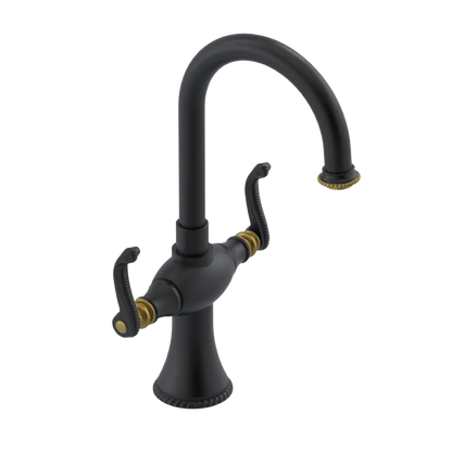 Rubinet Single Hole Dual Handle Lav. Set. (less drain) Matt Black