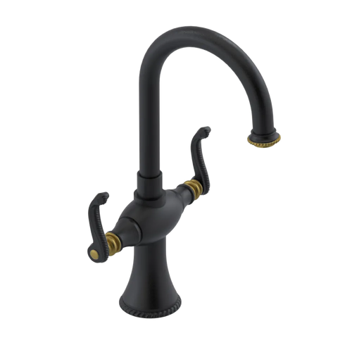 Rubinet Single Hole Dual Handle Lav. Set. (less drain) Matt Black