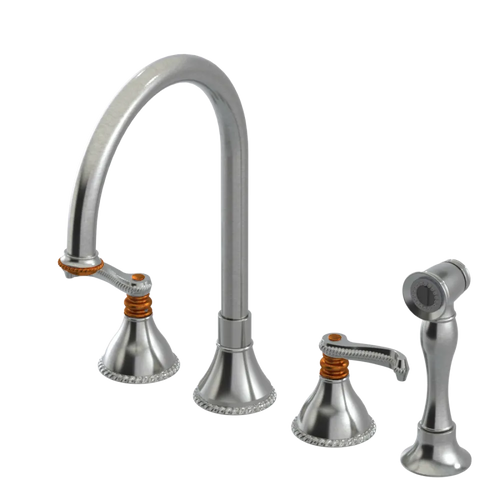 Rubinet Widespread Kitchen Set with Hand Spray Satin Nickel