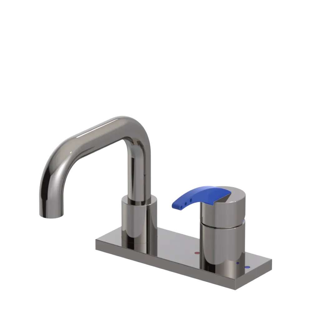 Rubinet 4" Centre Single Control Lav. Set. with Genesis spout (less drain) Polished Nickel