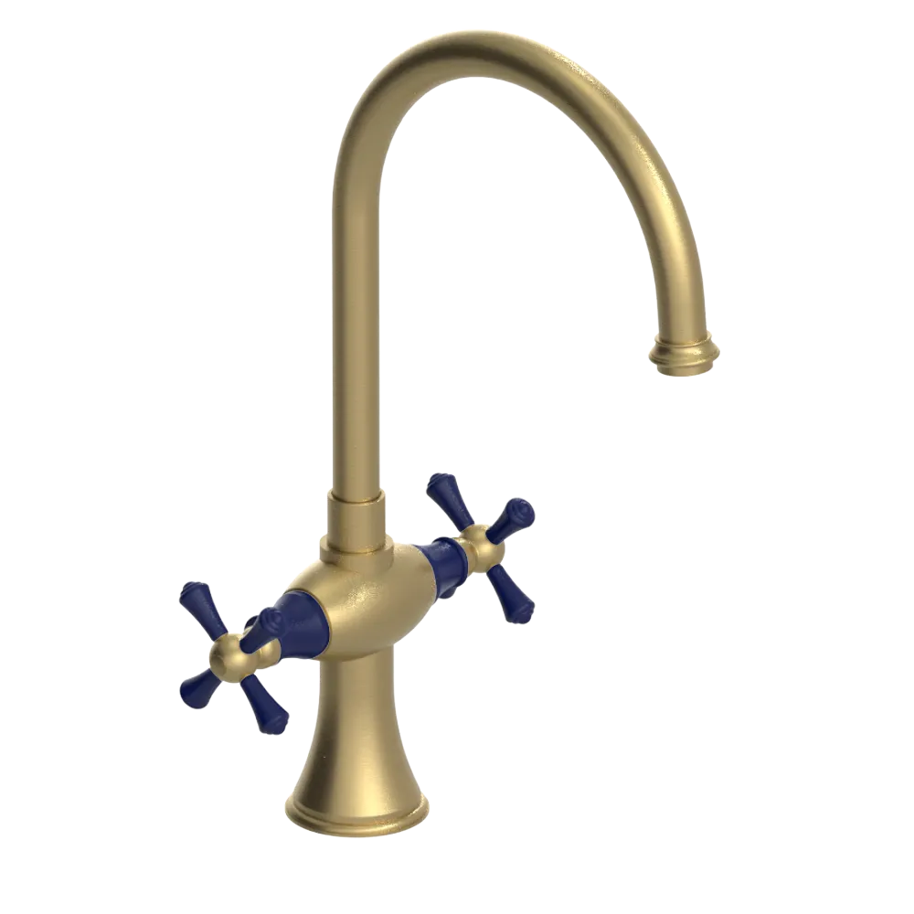 Rubinet Two Handle Single Hole Kitchen Set Satin Brass