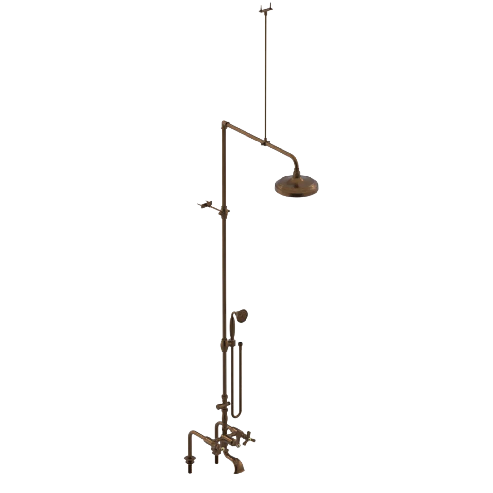 Rubinet Deck Mount Tub & Shower with Hand Held Shower Tuscan Brass