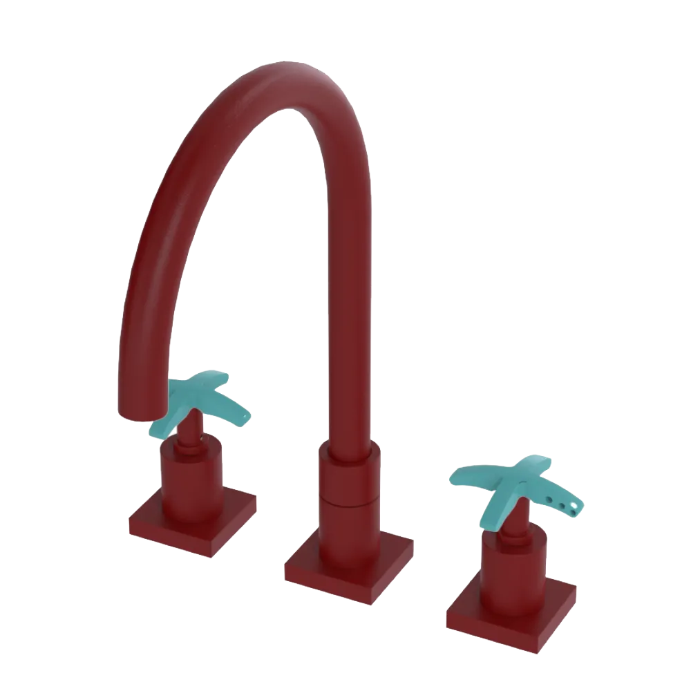 Rubinet Widespread Kitchen Set Maroon