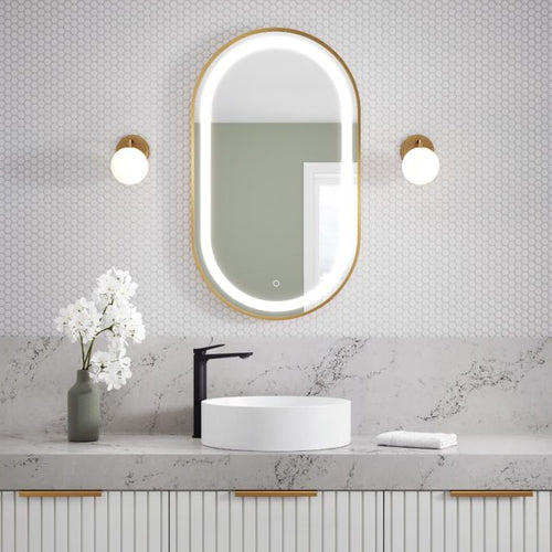 KALIA EFFECTLED-illuminated bathroom mirror - 22" x 38" - Brushed gold