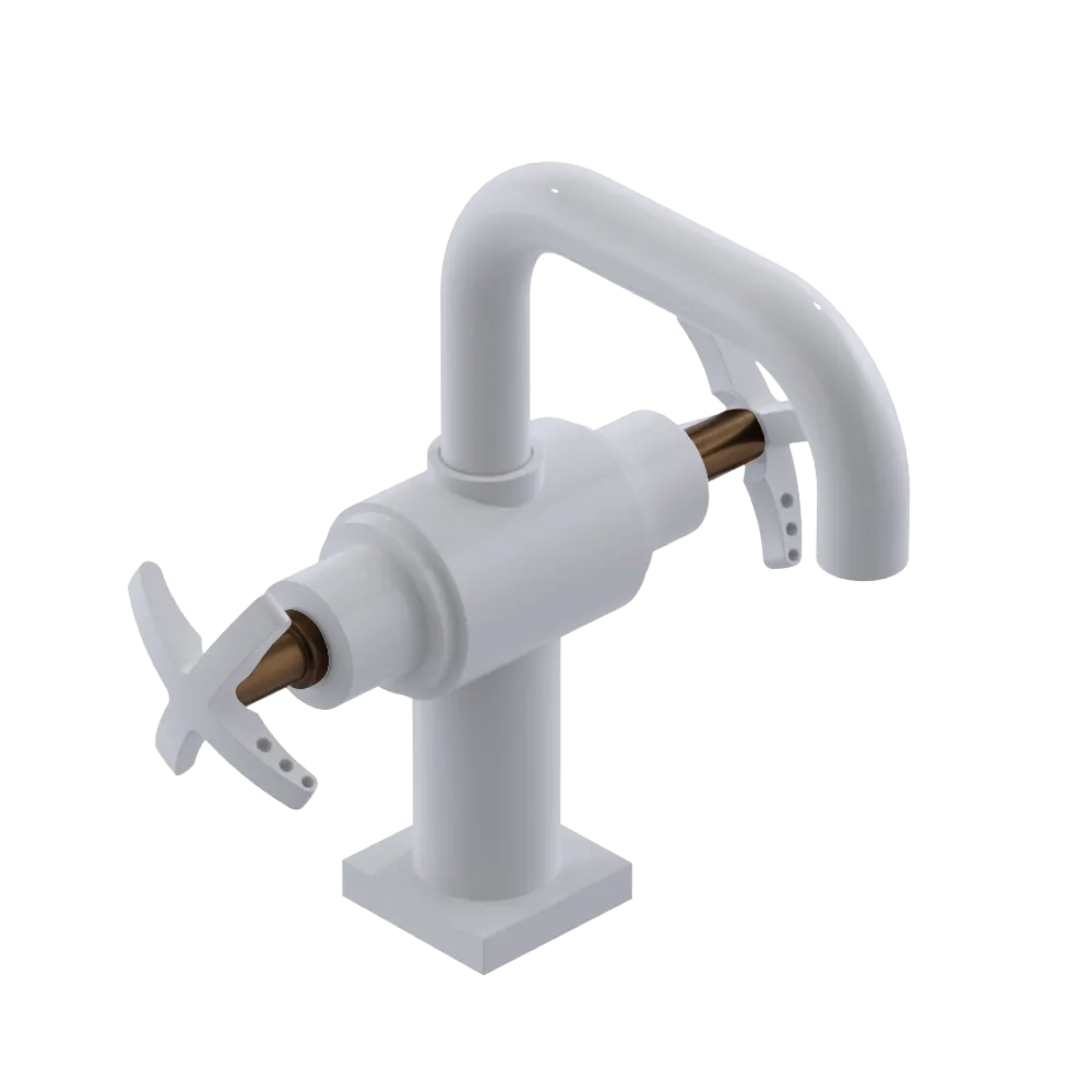 Rubinet Single Hole Dual Handle Lav. Set. with Genesis spout (less drain) White
