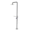 Rubinet Pressure Balance Outdoor Shower with Hand Held Shower & 10" Shower Head (with shelf) - 304 Stainless Steel Satin Nickel